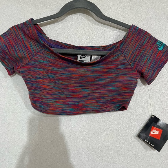 Nike off the shoulder work out crop top NWT Nike, ELITE  Sz S vintage Y2K - Picture 1 of 4